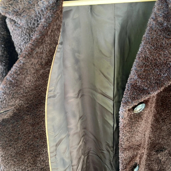 Katherine Kelly New Sz 14 Cocoa Brown Alpaca Wool Blend Teddy Coat - Picture 9 of 12